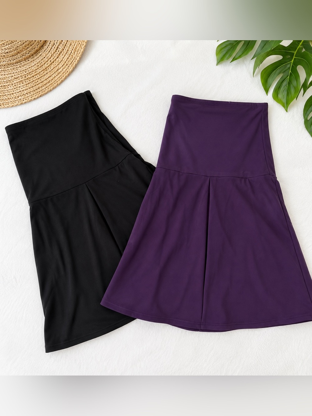 Lands' End Swim Skirts Bundle of 2 Black and Purple Size 16